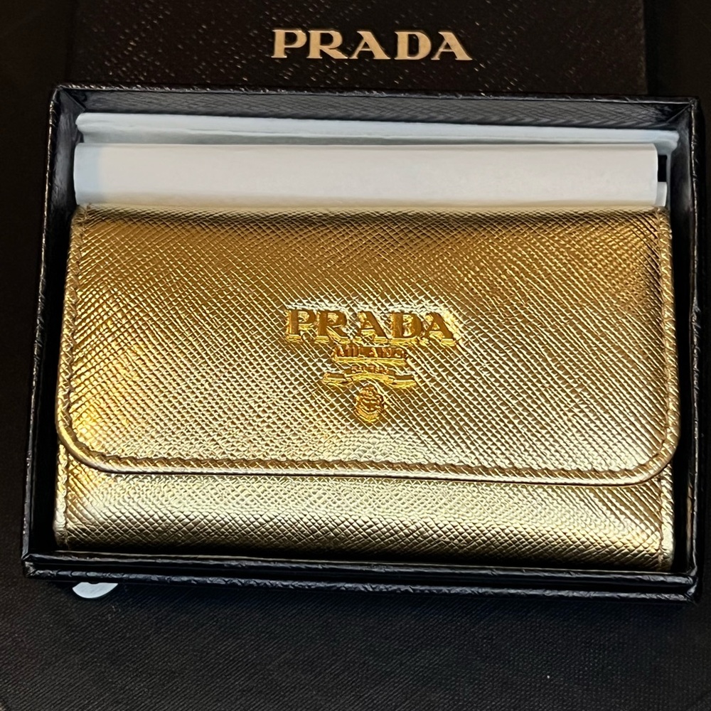 Prada Metallic Gold Key Holder